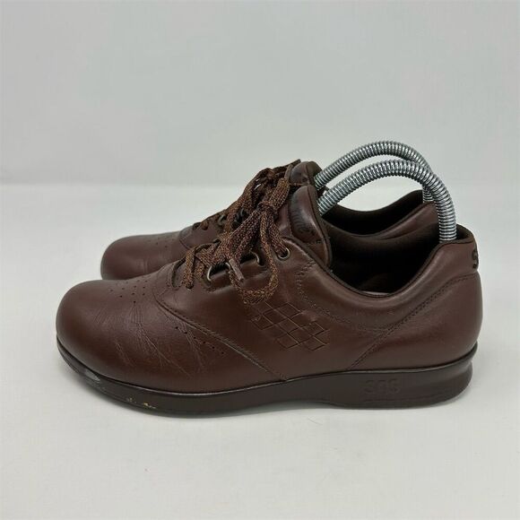 SAS Women's Free Time Brown Leather Lace Up Walking Shoes Size 7.5 M Casual - Picture 8 of 16
